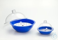 Nalgene™ Autoclavable Polypropylene Desiccators: Blue body with clear polycarbonate cover...